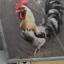 Rooster Wall Art, Rustic Farmhouse Chicken Picture for Dining Room, 20x20