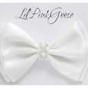 0-12 Newborn Baby Baptism Pearl Headband with Bow in WHITE Christening Headband with Satin Bow, Pearl Rhinestone Band (Off White, 3-6Months)