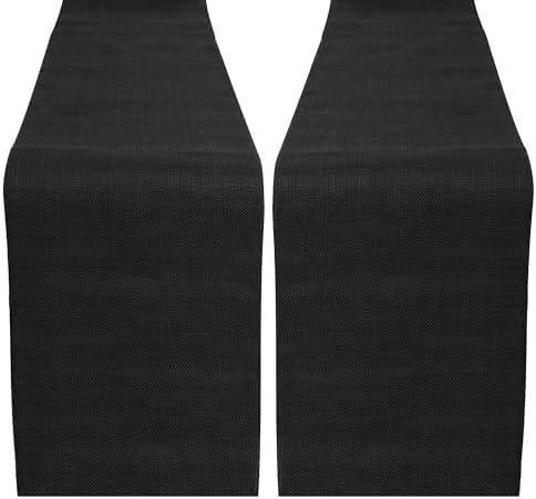 RAJRANG Jute Table Runner Long Black Burlap Table Runners for Dining Table, Kitchen, Party, Wedding, Rustic and Fall Décor Pack of 2 – 12x108 Inch