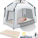 nflatable Toddler Travel Bed with Tent: Air Mattress Portable for Camping | 2 Minutes 3 Step Easy Quick Setup - Pop-up Play Tent for Kids Trips Backyard Hotel Grandparents Home Overnight Stays
