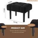 HOUCHICS Fur Padded Foot Stool, Small Ottoman Foot Rest with Wooden Legs,Modern Rectangle Chair Foot Rest Foot Step Stool for Living Room, Couch, Desk(Black), 1 PACK