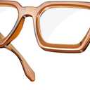 VISOONE Blue Light Blocking Glasses Rectangle Chic Preppy Look MultiColor Frame for Women Men RIVER (Malt Brown)