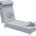 Outdoor Olefin Chaise Lounge Cushions with Pillow, 80"x 26"x5" Water Resistant and Fade Resistant Patio Furniture Lounge Chair Pads with Straps Ideal for Patio, Lawn, Garden, Light Gray