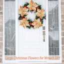 6 Pcs Elegant Champagne Christmas Flowers, 9" Large Christmas Tree Decorations Set with Long Stem Picks, Poinsettia Flowers Artificial for Tree Garland Wreath Swag Pot Vase, Xmas Floral Bouquet Decor