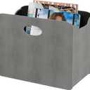 HofferRuffer Magazine Basket Holder, Foldable Magazine Rack, Document File Holder Organizer, File Folder, Newspaper Storage Bin Organizer for Home or Office (Dark Grey Shagreen)