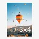 3x4 Picture Frame Black for Tabletop or Wall, 3 x 4 Wall Gallery Poster Photo Frame with Shatter Resistant Plexiglass, White