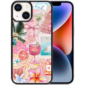 European Summer Beach Phone Case Compatible with iPhone 14,Coquette Aesthetic Collage Cases for Women Girls