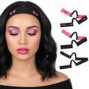 3 Pcs Wig Band With Ear Cut Outs Double-Sided Velvet Wig Melting Band C-Shaped Lace Band Elastic Bands for Wig For Daily Wear And Special Occasions