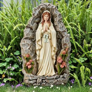 Our Lady of Lourdes Statue, 18 in Religious Garden Statue, Blessed Catholic Praying Statue Durable Sculptures for Home, Yard, Patio Decor