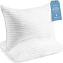 Beckham Hotel Collection Shredded Memory Foam Pillow 2-Pack Queen | Adjustable Fill Cooling Bed Pillows for Side, Back & Stomach Sleepers