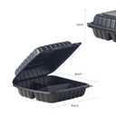 FULING 9X9 3-Compartment 50-Pack Plastic Clamshell Takeout Food Trays Heavy Duty Togo Disposable Box For Pasta Salad Sandwich Carryout Hinged Containers With Secure Snap Lid