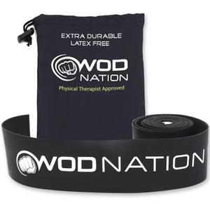 WOD Nation Muscle Floss Bands Recovery Band for Tack and Flossing Sore Muscles and Increasing Mobility : Stretch Band Includes Carrying Case (1 Pack-Heavy, Black)