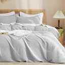PHF Waffle Weave Duvet Cover Set King Size, No Snagging Ultra Soft Luxury Textured Breathable Comforter Cover for All Season 3pcs, Durable Bedding Duvet Set with 2 Pillow Shams, 104"x90", Light Grey