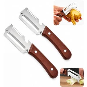 2 Packs Premium Vegetable Peeler with Wooden Handle and Bottle Opener, Multi-Functional Kitchen Gadgets Tool for Fruit Pumpkin Potato Carrot Veggie