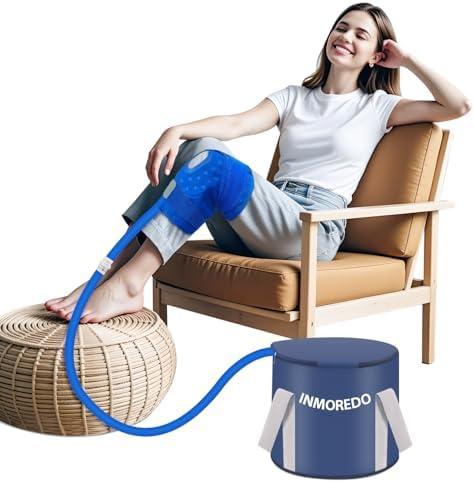 Inmoredo Cold Therapy System Ice Machine System for ACL Knee Surgery Recovery - Quiet Pump, Flexible Kit, Portable, Knee Ice Machine, Ideal for Sports Injuries, Pains, Strain & Stiffness, Sprain