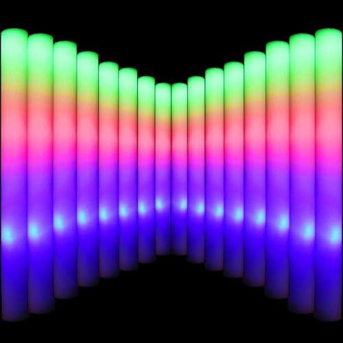 Glow Sticks Bulk, LED Foam Sticks in The Dark with 3 Modes Flashing Led Foam Multicolor Batons Light up Party Favors for Birthdays, Weddings, Concerts, Festivals (34pcs)