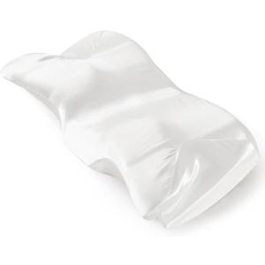 P Pothuiny Satin Pillowcase for Cervical Pillow, Smooth Neck Pillow Case Cover Silky Soft Contour Cervical Pillow Cover with Zipper (Ivory White)
