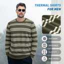 ZVX Striped Long Sleeve Shirt Men,Crewneck Mens Striped T Shirt, Classic Casual Top Light Green Stripes X-Large (Green, M)