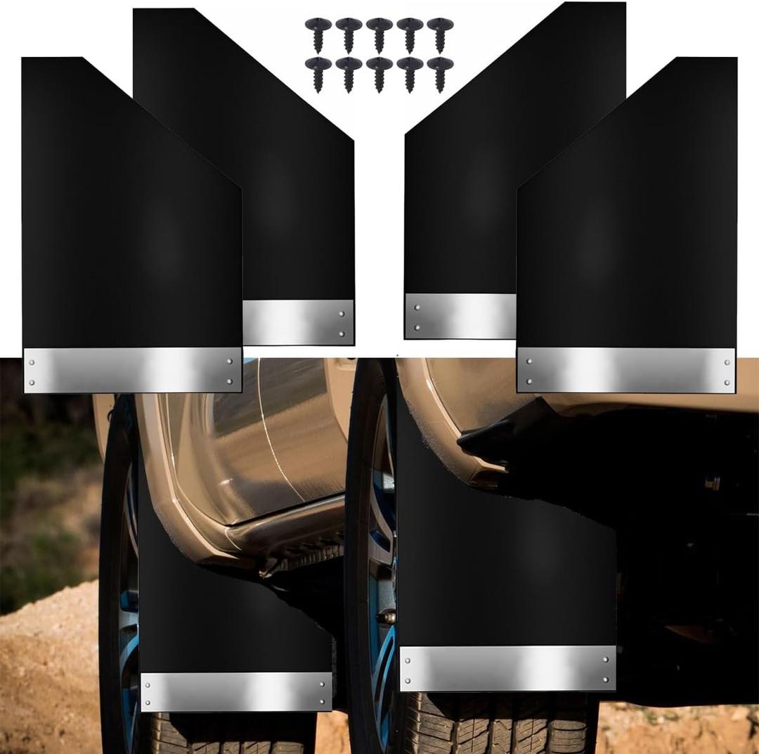 4PCS Universal Mud Flaps Splash Guards Car Mudguard with Night Reflectors Mudflaps and Accessories Set, Front and Rear Protection for Trucks Cars SUVs Vans (Black)