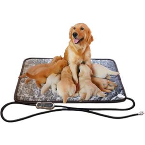 Puppy Heating Pad for Whelping New Born Dog Heated Bed,Heated Puppies Bed,Pet Heated Cat Bed,4 Auto Shut Off Timer,9 Level Heater Large 34x21 in