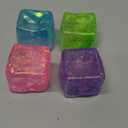 4 Pack Glitter Ice Cube Squishy Fidget Toys, Squishy Cube Stress Balls for Adults & Kids, Slow Rising Stress Relief Toys, Squeeze Ball Filled with Thick Substance and Glitter