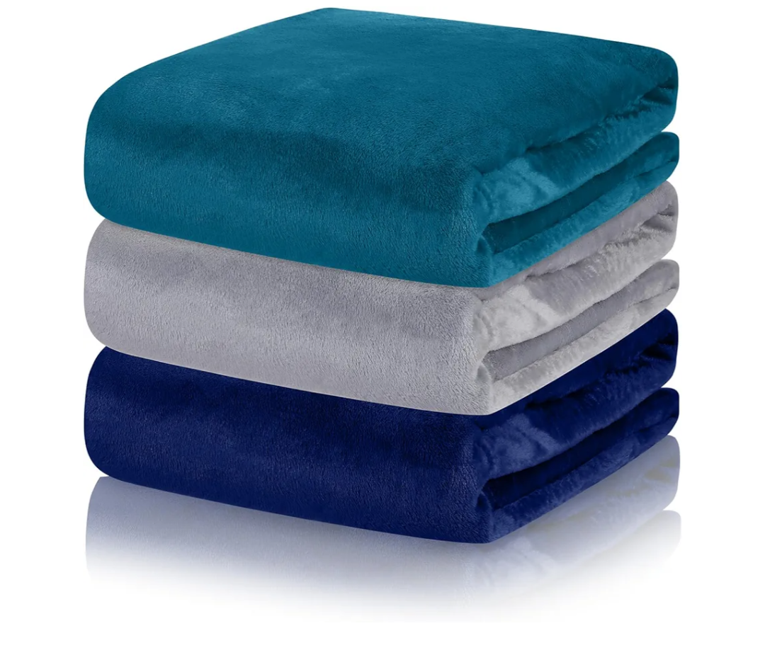 VitalCozy 3 Pack Fleece Throw Blanket Twin Size Soft Warm Plush Lightweight Fuzzy Couch & Bed Blanket Bulk for Valentine's Mother's Day Travel Camping(Dark Color,60" X 80")