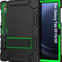 Cantis Case for Samsung Galaxy Tab S10 FE/ S9 FE 5G 10.9 Inch/Galaxy Tab S9 11 Inch 2023, Heavy Duty Shockproof Tablet Case Support S Pen, Black+Green+Black