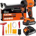 Saker Electric Caulking Gun Cordless Caulk Gun Drip-free with Caulking Tools 4 Adjustable Speeds with LED Light 10oz/300ml for Kitchen Bathroom Filling, Sealing 2 Batteries