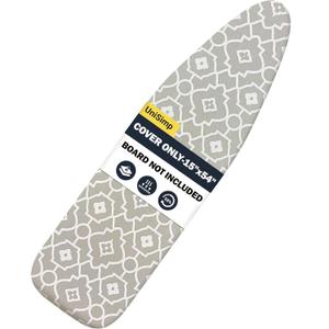 Ironing Board Cover   - Extra Thick Natural Cotton, Scorch & Stain-Resistant Padding, Standard Size Iron Board Cover with Metal Fasteners Heavy Duty Elastic Edge, Heatproof (Gray Geometry)