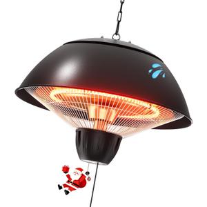Danluke 1500W Electric Patio Heater, Outdoor Hanging Infrared Heater with Carbon Fiber Heating, Ceiling Mounted Heater for Patio, Porch, Pergola and Deck, Black