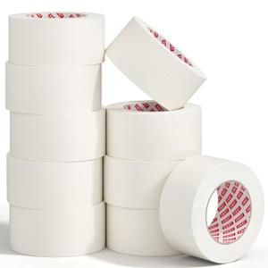 SWRT Masking Tape 2 Inch x 55 Yards, Masking Tape Bulk 10 Rolls (550 Yards Total), White Masking Tape for Painting, Fuse & Perler Beads Art Craft, Clean Removal