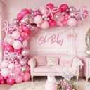 Hot Pink Balloons Garland Arch Kit, Metallic Chrome Magenta Balloon Happy Birthday Decorations Baby Dark Pink Silver Star Confetti Balloons for Girls Birthday Princess Wedding Baby Shower Party Decor