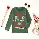 Toddler Boy Girl Christmas Shirt Dancing Santa Claus Long Sleeve T-Shirt Kids Xmas Gift Holiday Song Fall Clothes (5-6 Years, Green)