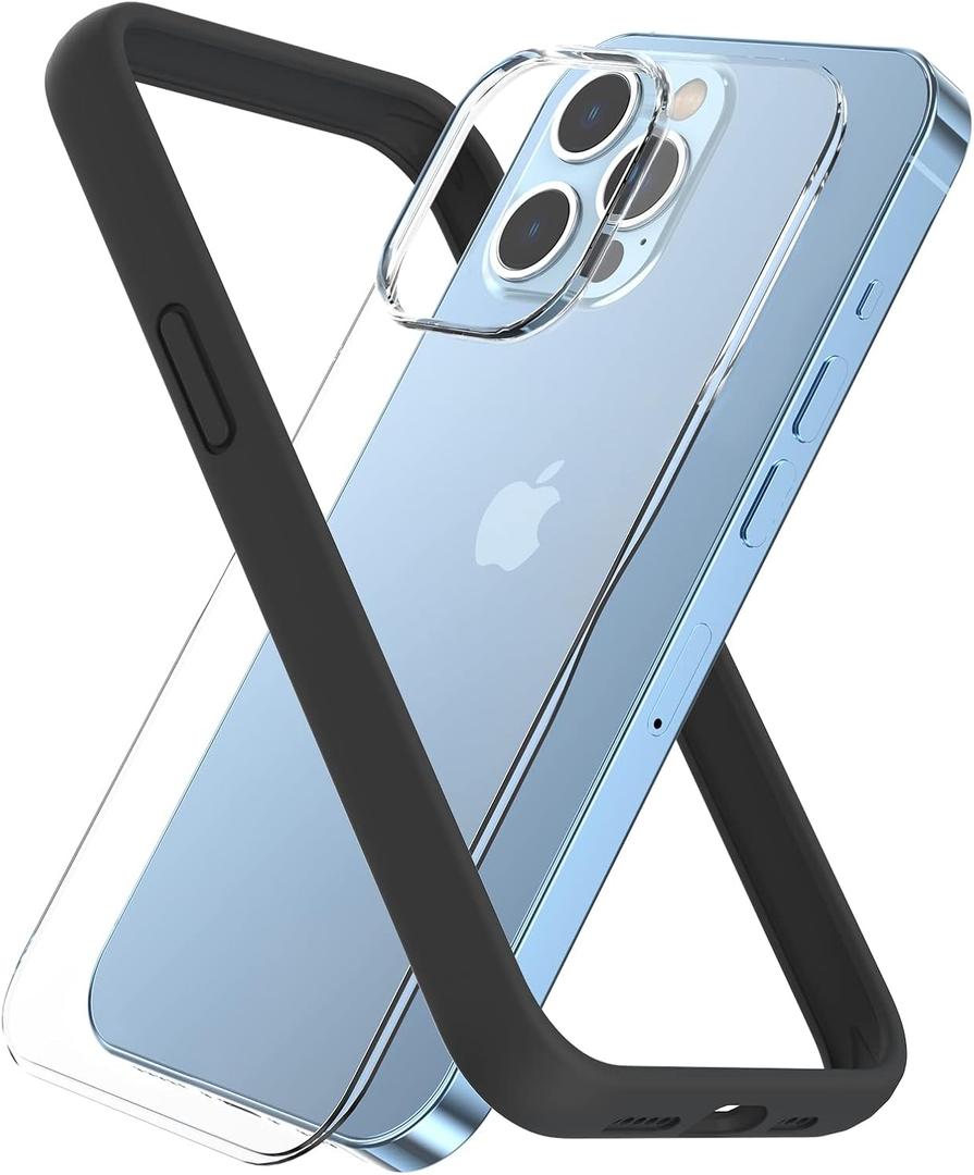 Compatible with iPhone 13 Pro Bumper Case 6.1 inch, [Raised Edge Protection][Anti-Silp][Anti-Fingerprint] Soft Slim Protective Frame Bumper Cover Case Come with Hard PC Backplate (Black)