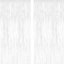 2 Pack Tinsel Backdrop, 3.28 x 7.05 Feet White Party Decorations, Metallic Foil Fringe Curtains Streamer Backdrop, Party Supplies Photo Props for Birthday Anniversaries Wedding