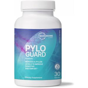 Microbiome Labs PyloGuard - Patented L reuteri DSM17648 to Improve Digestive Comfort - Gut Health & Immune Support Supplement - Postbiotic (30 Capsules), Best By 10/2026