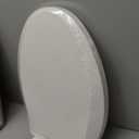 Toilet Seat Elongated Toilet Seat 18.5inch, Soft Close Toilet Seat Easy Clean, Oval V-Shaped Toilet Lid for Home Use, White PP Material, 2 Year Support