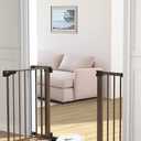 Cumbor 29.7-46" Baby Gate for Stairs, Mom's Choice Awards Winner-Auto Close Dog Gate for the House, Easy Install Pressure Mounted Pet Gates for Doorways, Easy Walk Thru Wide Safety Gate for Dog, Brown