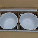 LE TAUCI Soup Bowls with Handles - 28 oz Lead-Free Ceramic French Onion Crocks, Oven and Microwave Safe, Heat-Resistant Design, Stackable, Dishwasher Safe, Set of 4, White