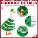 Christmas Porch Goose Outfit Holiday Costume with Green Tree Skirt and Santa Hat for 23" High Concrete Goose Clothes Outdoor Garden Statue Decor Accessories (Xmas06)