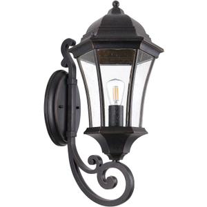 19.5in Large Outdoor Wall Light Fixture for Porch, Bronze Aluminum Exterior Door Lantern Light with Wall Mount Outside Wall Sconce with Clear Seeded Glass