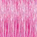 GOER 3.2 ft x 8.2 ft Metallic Tinsel Foil Fringe Curtains Party Photo Backdrop Party Streamers for Galentines Day, Birthday, Graduation, New Year Eve Decorations Wedding Decor (1 Pack, Hot Pink)