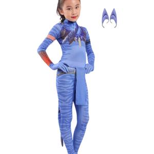 Avatar Costume for Kids, Anime Costume Halloween Cosplay Jumpsuit Tights Bodysuit Stage Costumes for Children Girls Boys (X-Large)