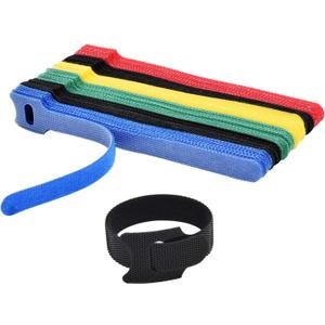 60PCS Fastening Cable Ties Reusable, Premium 6-Inch Adjustable Cord Ties, Microfiber Cloth Cable Management Straps Hook Loop Cord Organizer Wire Ties Reusable (Assorted Colors)