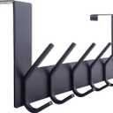 WEBI Over The Door Hooks Door Hanger,Over The Door Towel Rack with 6 Hooks for Hanging,Door Coat Towel Hanger Door Coat Rack,Black (1 Pack)