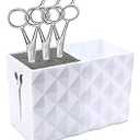 Salon Shears Rack for Hair Stylist Scissors Container for Pet Grooming Hair Cutting Organizer Storage Box Salon Shear Holder Combs Clips Brushes Hairdressing Combs Organizer (White)
