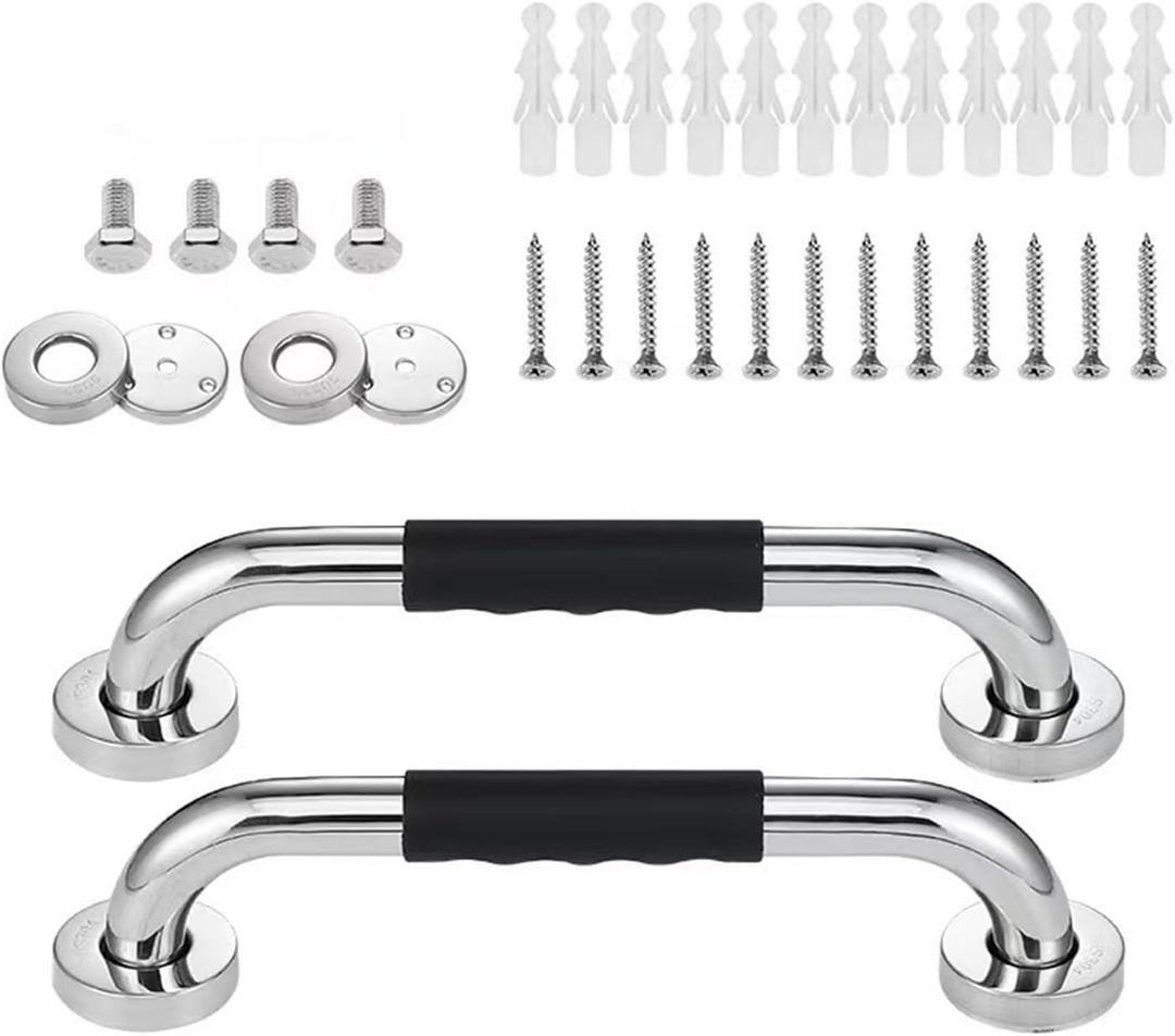 2 x 12 Inch Grab Bar 2 Pack Safety Bath Bar for Bathtubs and Showers Seniors Anti Slip Safety Grab Bar Handicap Grab Rails Stainless Steel Bathroom Toilets Grab Bars for Elderly, Pregnant (Wall Mounted)