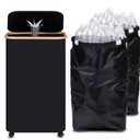 efluky Recycle Bins for Kitchen 100L (26 Gallon), Recycling Bin with Wheels and 2 Removeable and Reusable Inner Bags, Kitchen Recycling bin with lid for Bottle Can Plastice Stickers, Black