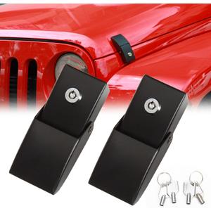 RT-TCZ for Jeep Wrangler Hood Latches Catch Kit with Lock for Jeep Wrangler JK JKU(2007-2017) JL JLU(2018+) Gladiator JT(2020+) Black Exterior Accessories 2pcs