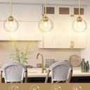 Emak Modern Gold Pendant Light Fixtures, 7 Inch Globe Pendant Lights with Clear Glass, 1 Light Hanging Lights for for Kitchen Island, Bathroom, Dining Room, Bedroom, Hallway, 2 Pack, PL119-GD-2PK